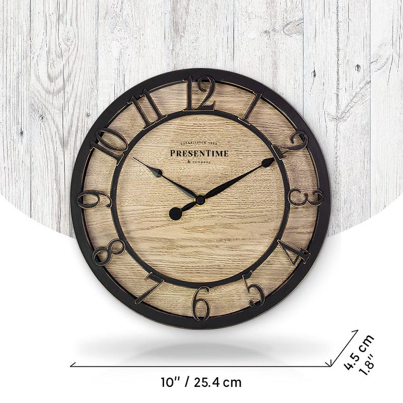 Presentime & Co 10" Farmhouse Series Wall Clock, Cottage Style, Vintage Design, Oil Rubbed Bronze - Image 4